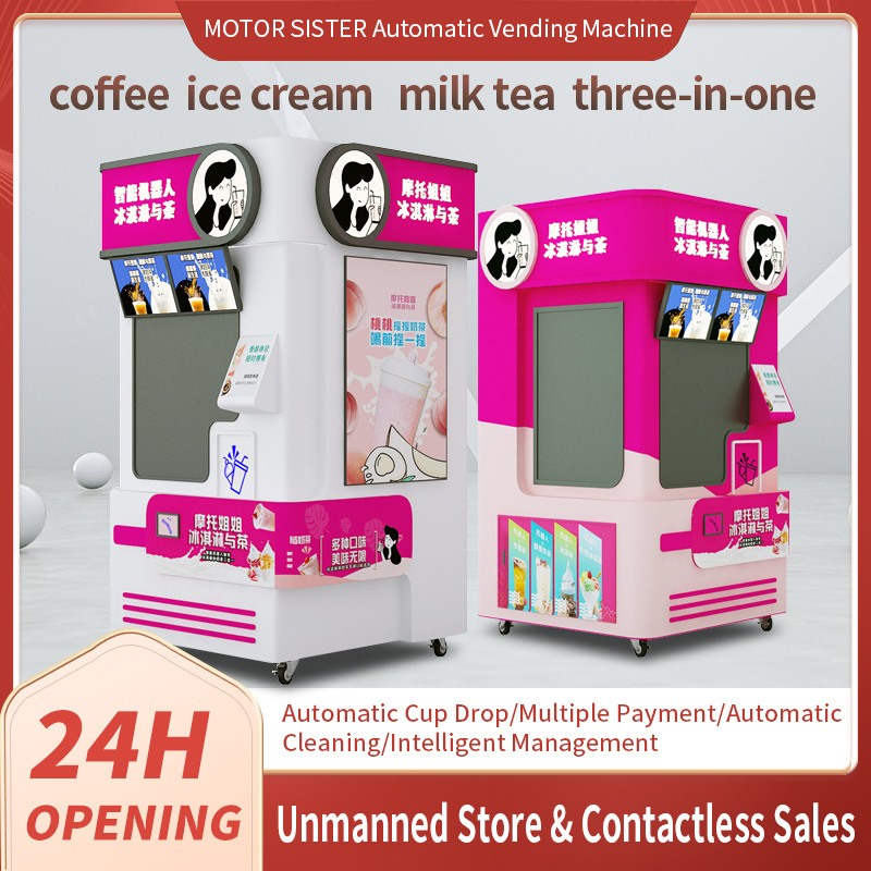 Intelligent Automatic Robot Arm Operation Milk Tea Coffee Ice Cream Vending Machine Orange Juice Vending Machine