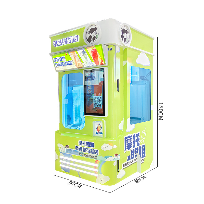 Fully automatic unmanned milk tea machine, intelligent touch screen ordering, 24H unmanned vending robot