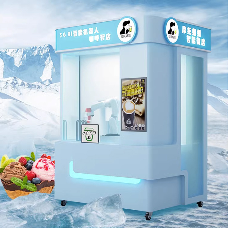 Hot Sale 3-in-1  Fully Automatic Smoothies Ice Cream Bubble Tea and Milk Tea Vending Machine Coffee Making with Robot