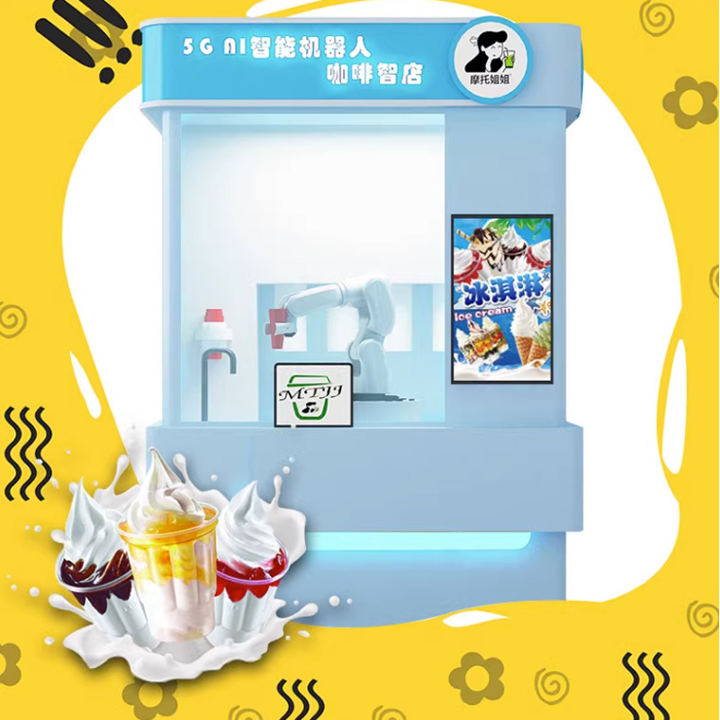 Hot Sale 3-in-1  Fully Automatic Smoothies Ice Cream Bubble Tea and Milk Tea Vending Machine Coffee Making with Robot