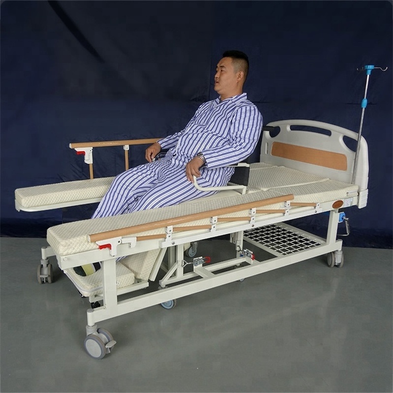 Cheap 5 function manual adjustable elderly home nursing medical hospital wheelchair cum bed with toilet