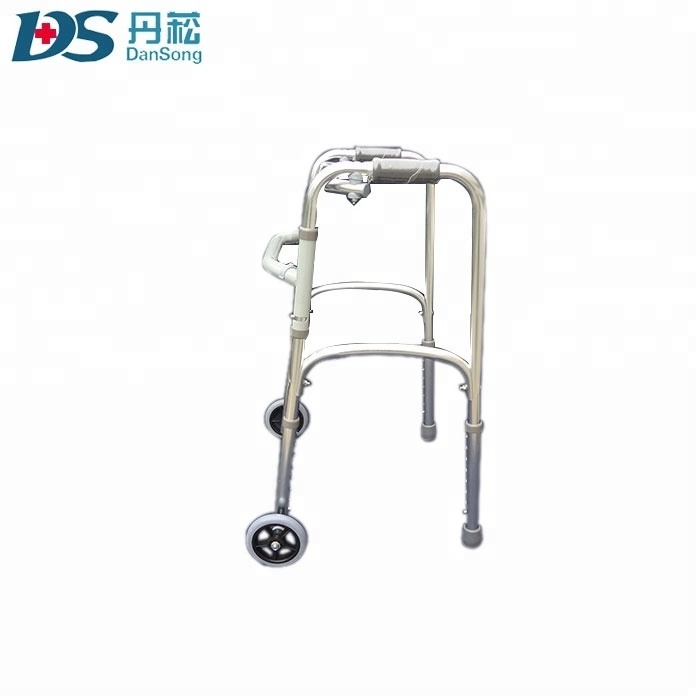 Rehabilitation Center Aluminum Folding Adult Rollator Walkers for Disabled Two Wheels