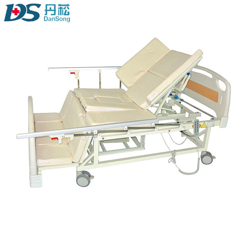 Cheap price disabled elderly electric home care medical hospital bed with toilet