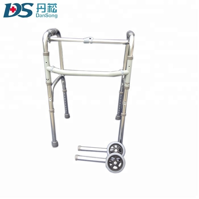 Rehabilitation Center Aluminum Folding Adult Rollator Walkers for Disabled Two Wheels