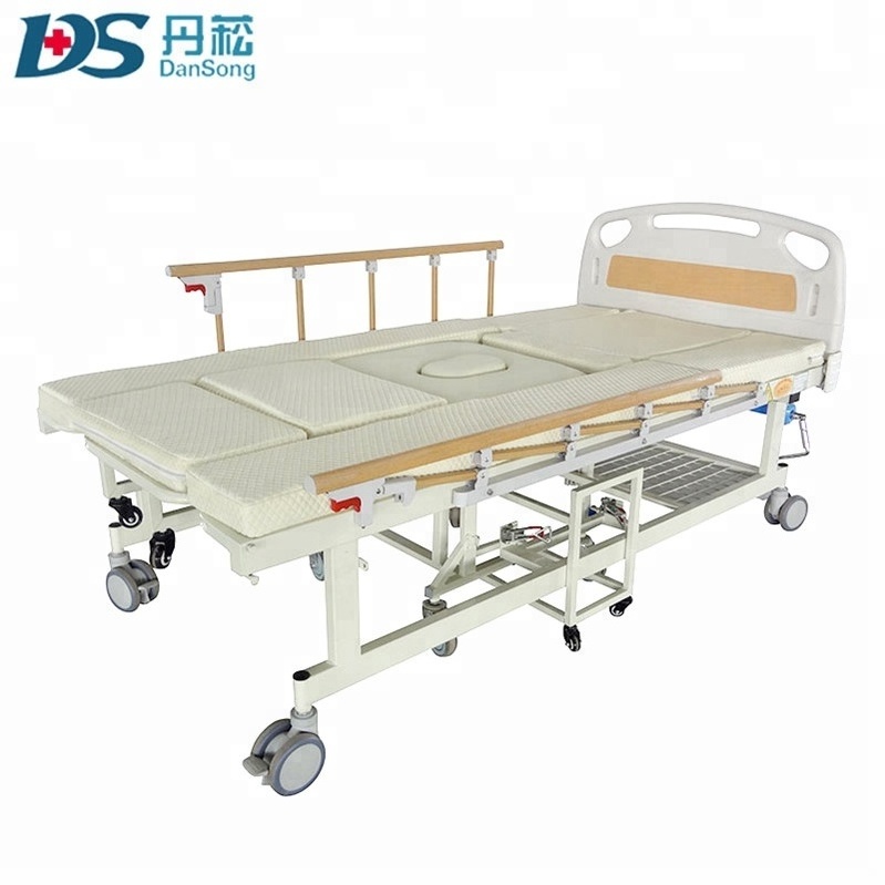 Cheap 5 function manual adjustable elderly home nursing medical hospital wheelchair cum bed with toilet