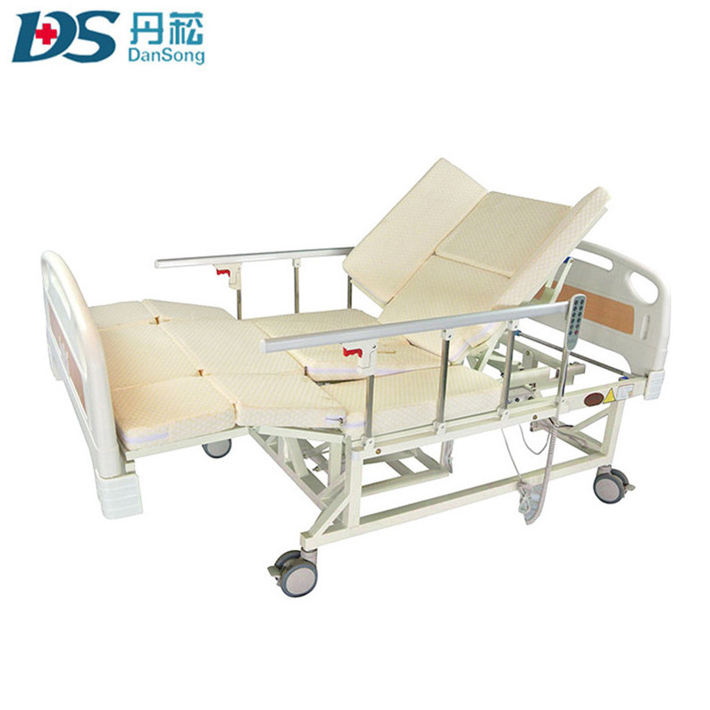 Cheap price disabled elderly electric home care medical hospital bed with toilet