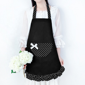 High Quality Cotton White Maid Apron With Pockets Hycar Apron Adjustable White Ruffle Apron Women