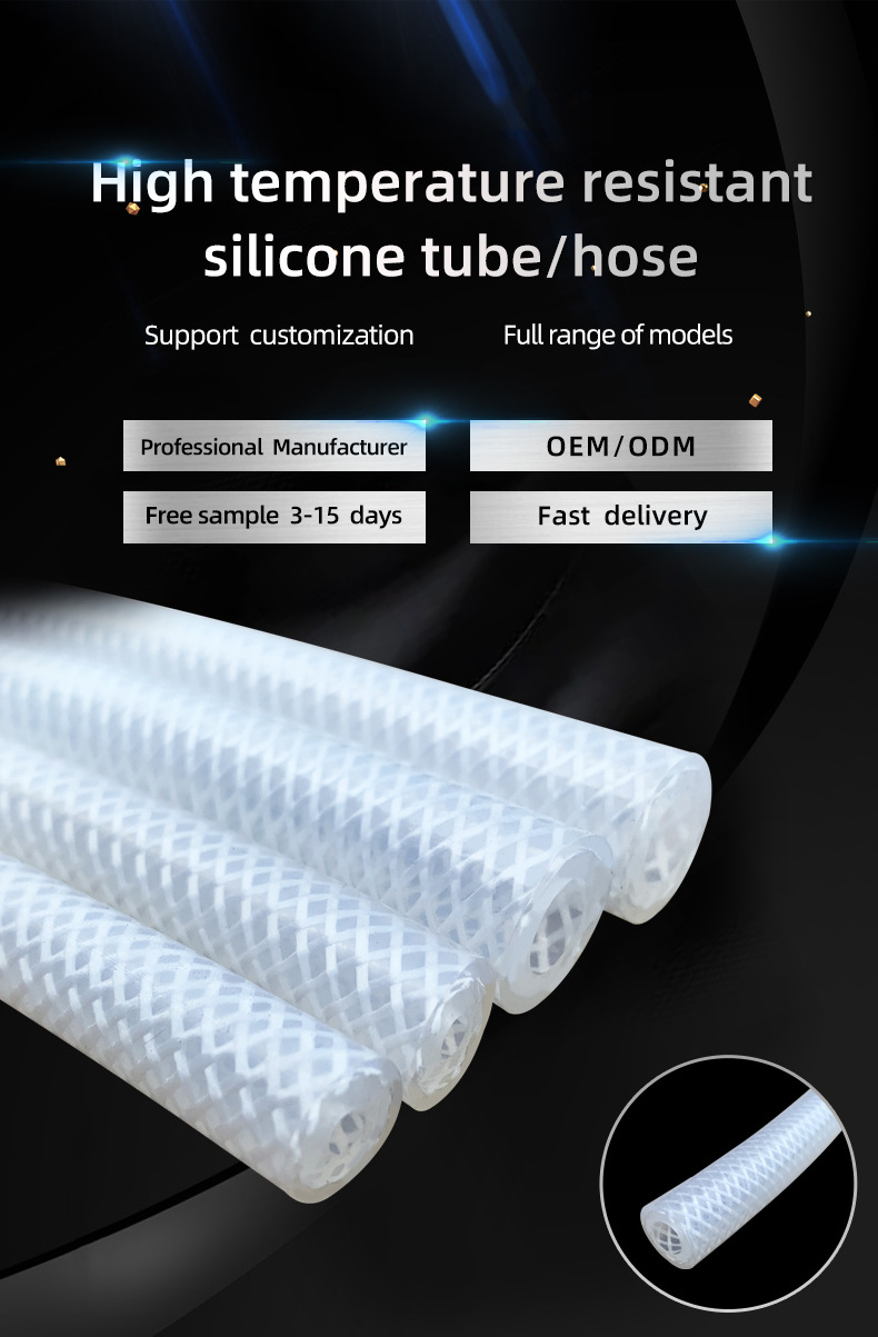 High temp heat resistance Platinum cured braided water rubber pipe silicone hose for milk