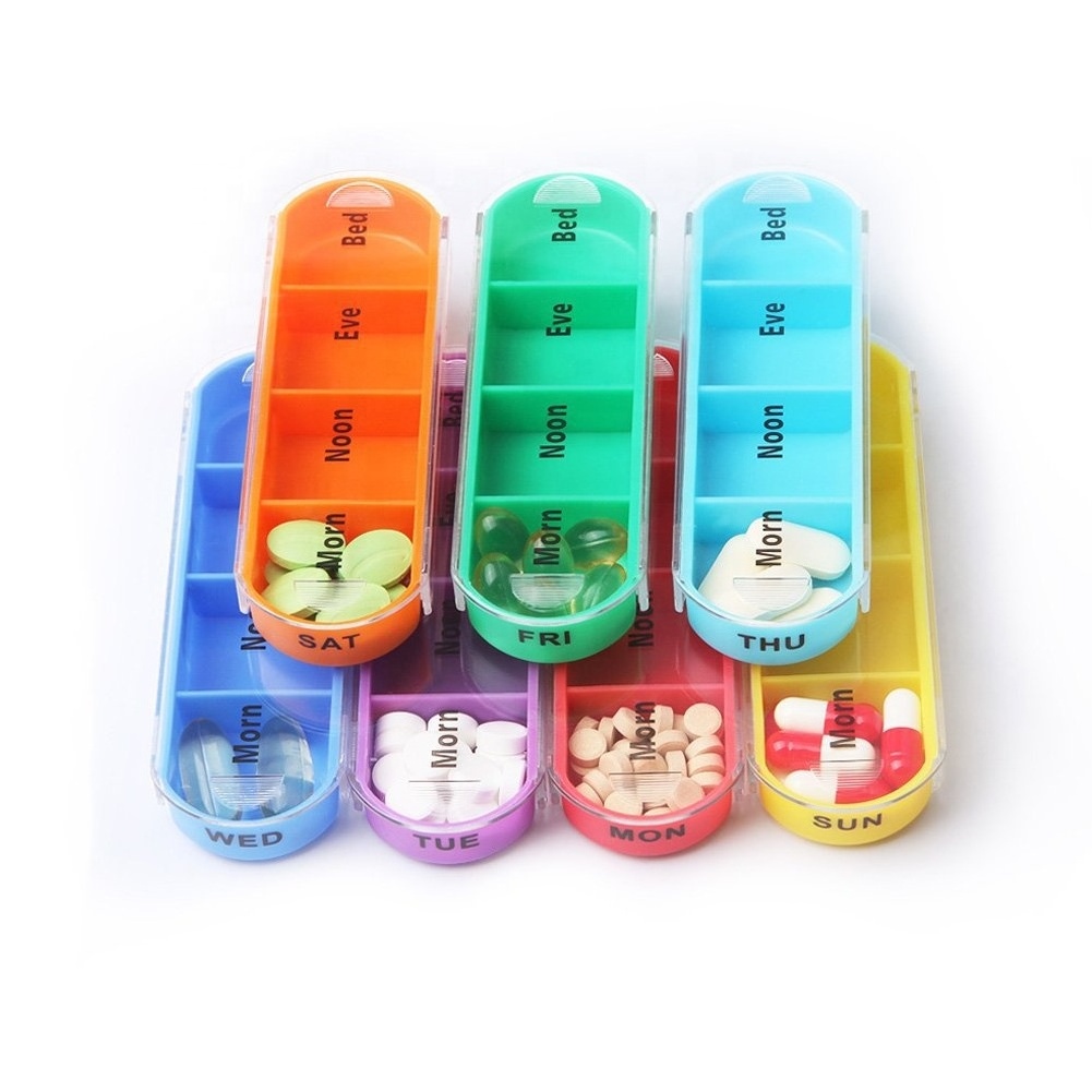 portable leather bag 28 grid Pill Box Wallet 7 Days Pill Organizer Dispenser Weekly Arc 7 Compartments Plastic Pill case