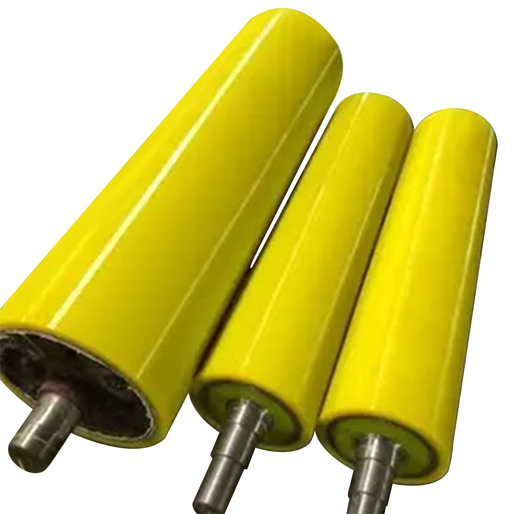 rollers pu silicone rubber urethane polymer plastic thermoplastic 95 a polyurethane roller with bearings  for conveyor