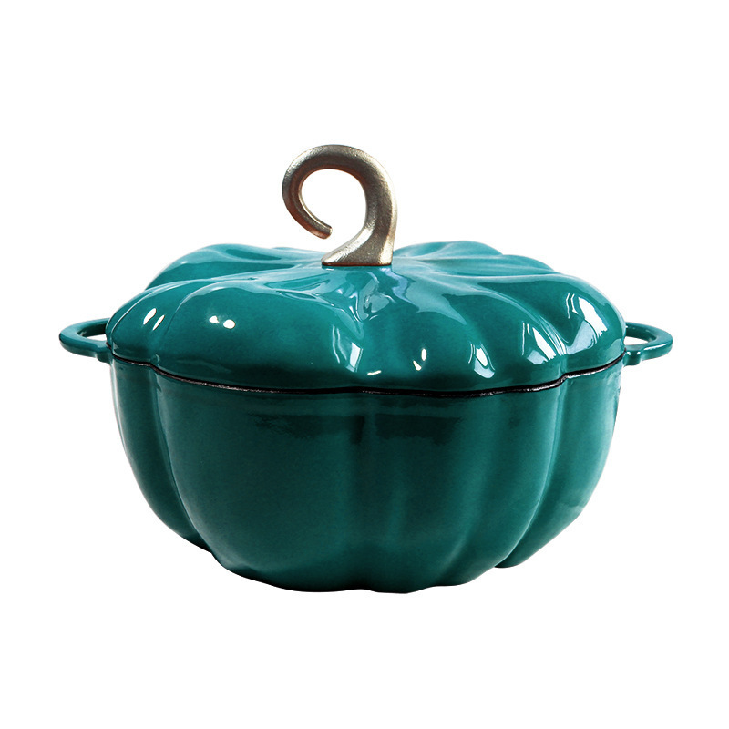 high quality Cast Iron Cookware Stock Pot 16/20/25cm orange green Enamel Saucepan Halloween Pumpkin Pot with lid