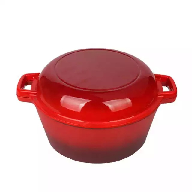 Multi Function 2 in 1 combo cooker 5 Quart Cast Iron Multi Cooker Cast Iron Double Dutch Oven