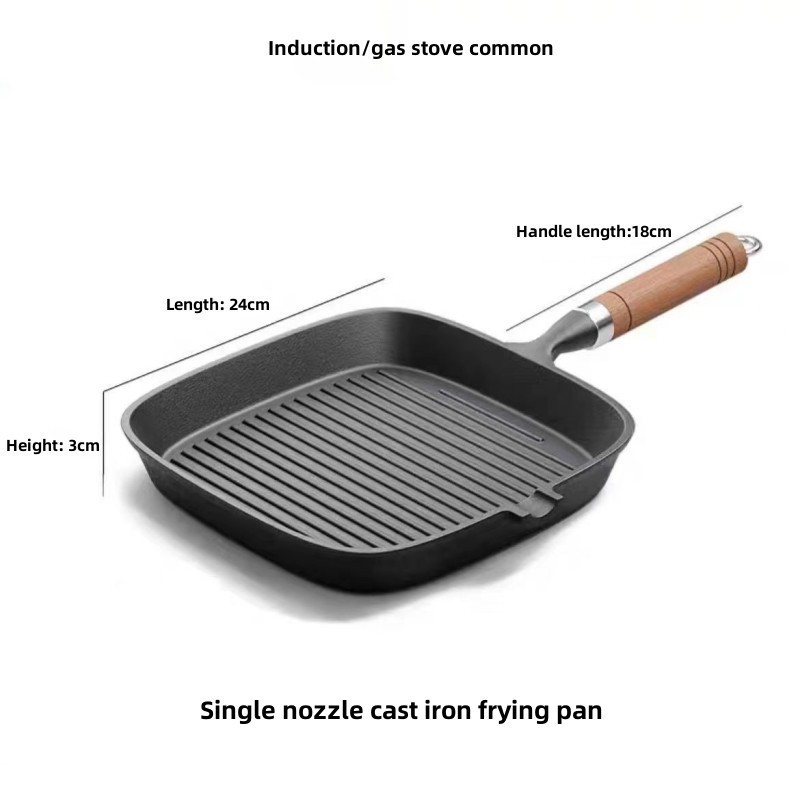 PFOA Free Nonstick Grill Pan 9.5 Inch Vegetable oil Coating Griddle Pan Square Cast Iron Grill Skillet with Pour Spouts