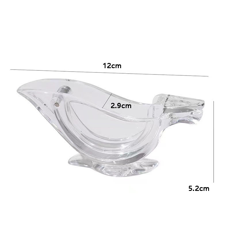 New Design Elegance Clear Acrylic Lemon Juicer Bird Shape Manual Clamp Juicer Portable Small Fruit Slicing Juicer