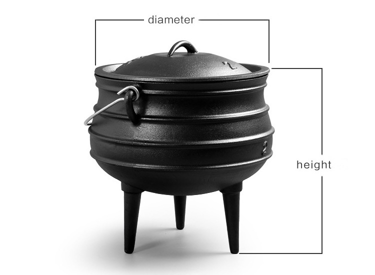 Customizable Cast Iron Outdoor Cookware Africa Large Cauldron Cooking Dutch oven 1.2/2/3/6/8/9/ 13.5 L South Africa Potjie Pot