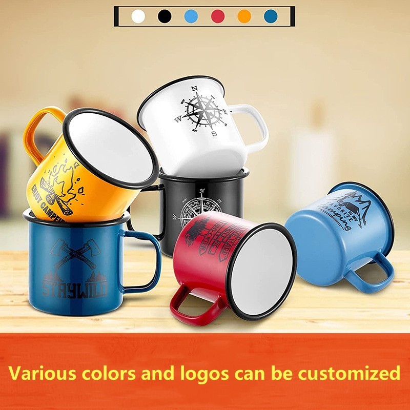 Custom Branded Logo 8oz 10 Oz 12 Oz 16 Oz 20 Oz Blank Colour round Enamel Camping Campfire Coffee Mug