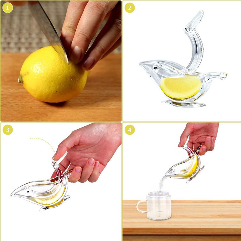 Hand Juicer for Orange Lime Lemon Juicer Squeezer Portable Clear Bird Lemon Squeezer Acrylic Manual Lemon Slice Squeezer