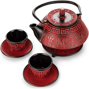 Hot sale Chinese traditional tea kettle 400/800ml Japanese antique vintage cast iron teapot enamel kettle tea set