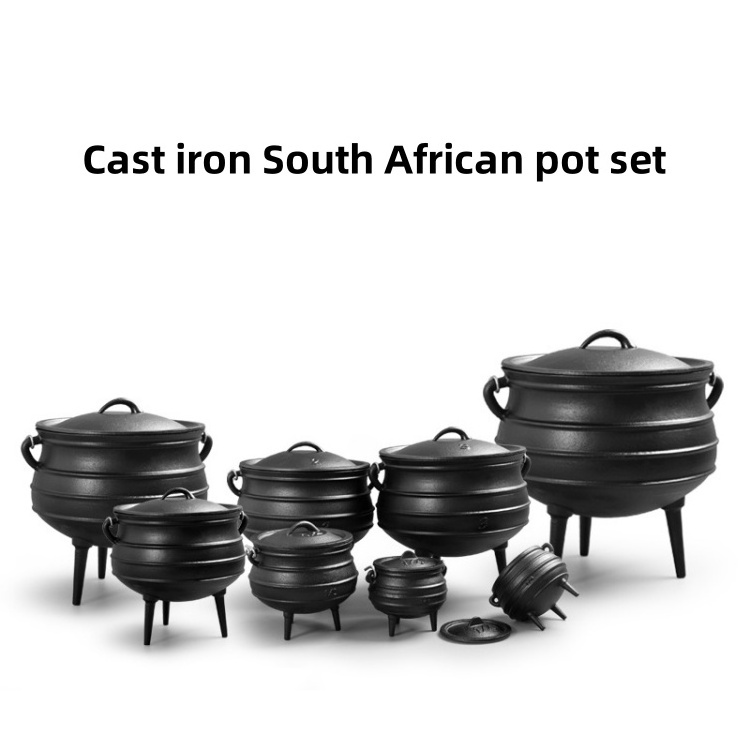 Customizable Cast Iron Outdoor Cookware Africa Large Cauldron Cooking Dutch oven 1.2/2/3/6/8/9/ 13.5 L South Africa Potjie Pot