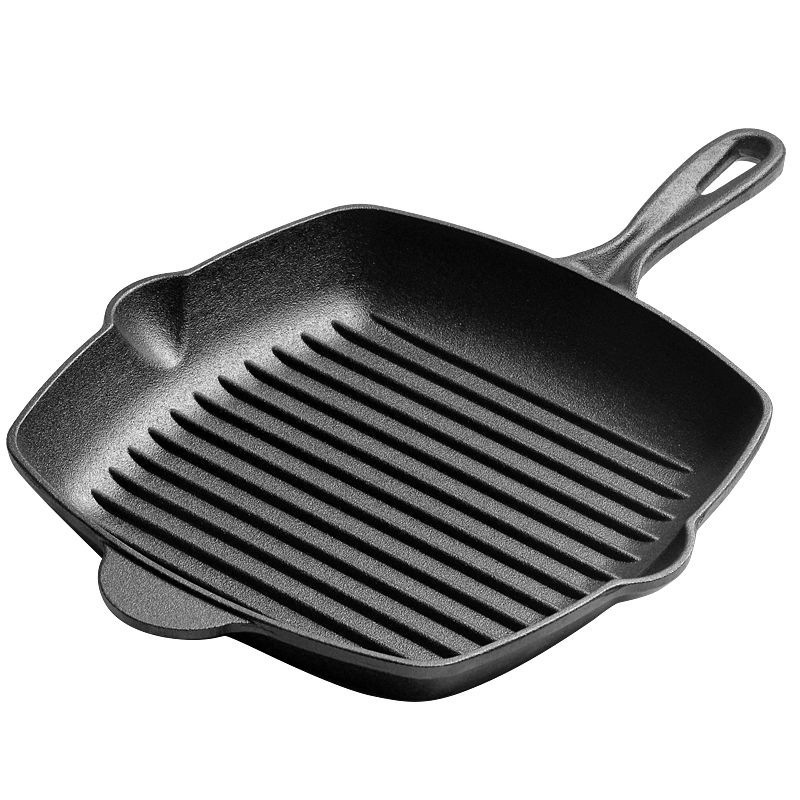 PFOA Free Nonstick Grill Pan 9.5 Inch Vegetable oil Coating Griddle Pan Square Cast Iron Grill Skillet with Pour Spouts