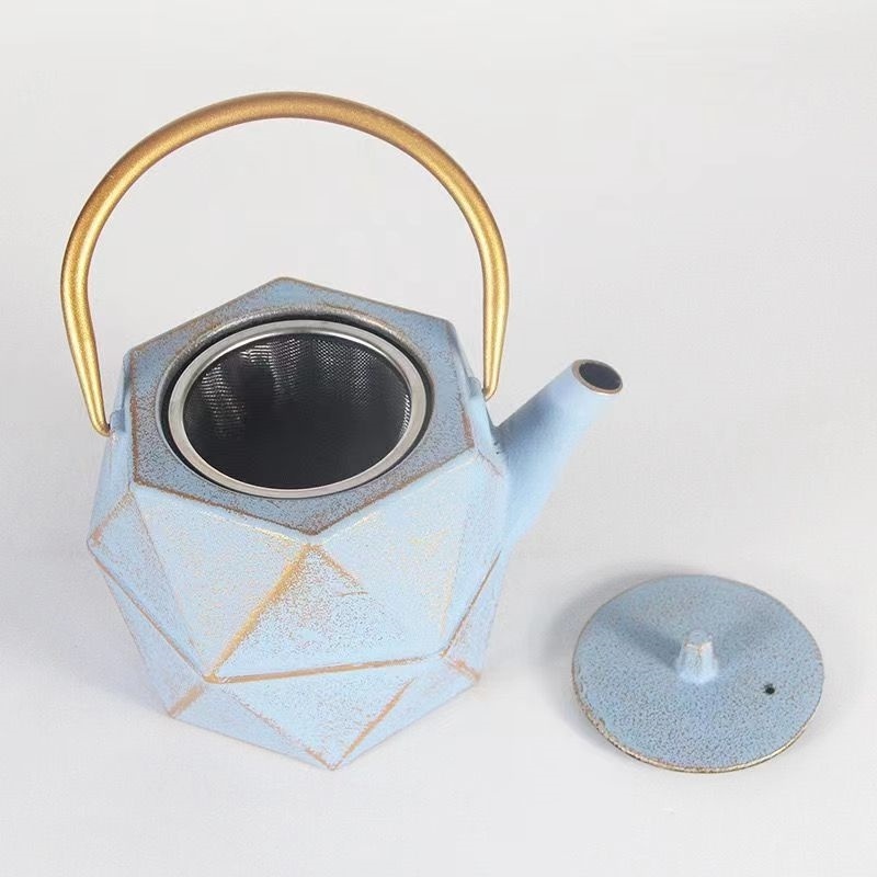 Customized Handmade Black Diamond Teapot Cast Iron Japanese Tetsubin tea kettle 1.2L Interior Enameled tea pot with filter