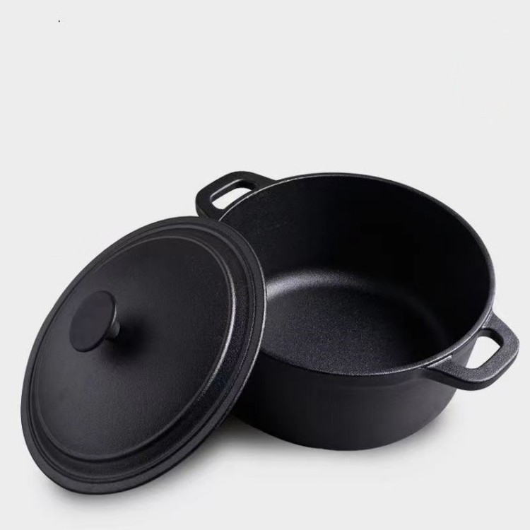 Pre Seasoned Dutch Oven with Dual Handles Cast Iron Pot Metal Material Dutch Oven for Pasta for Slow Cooking