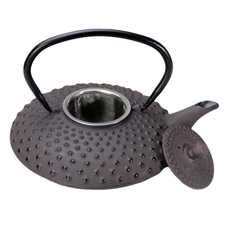 Wholesale Japanese brewed coffee tea Vintage kettle Tea set Black 800ml pearl scallop shaped cast iron teapot with filter