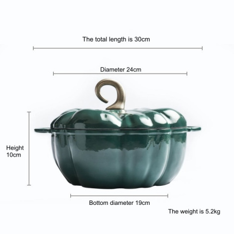 high quality Cast Iron Cookware Stock Pot 16/20/25cm orange green Enamel Saucepan Halloween Pumpkin Pot with lid