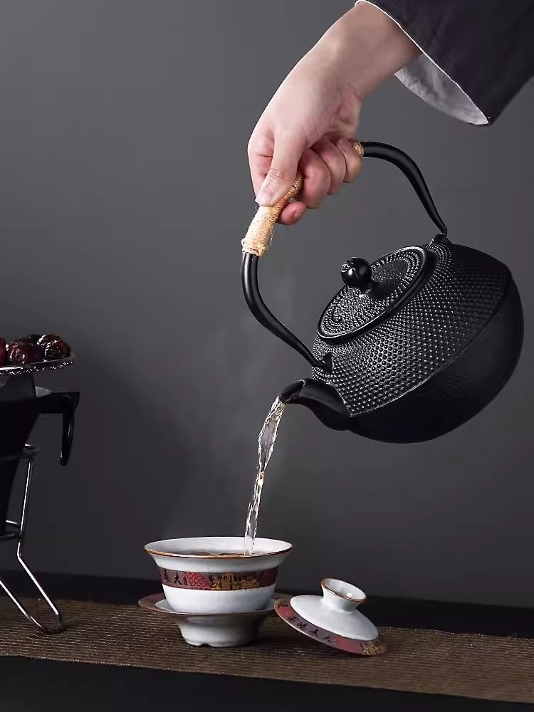 Cast Iron Teapot, Japanese Tetsubin Tea Pot with Infuser for Loose Leaf and Tea Bags, Tea Kettle Coated with Enameled Interior