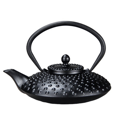 Wholesale Japanese brewed coffee tea Vintage kettle Tea set Black 800ml pearl scallop shaped cast iron teapot with filter