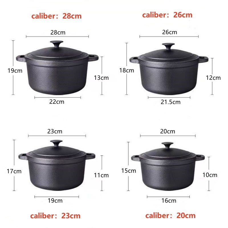 Pre Seasoned Dutch Oven with Dual Handles Cast Iron Pot Metal Material Dutch Oven for Pasta for Slow Cooking