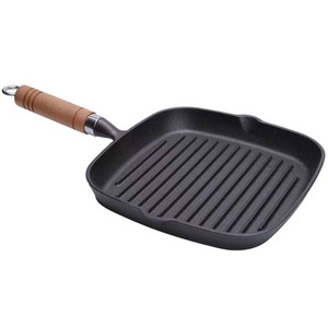 Versatile 9.5 Inch Non Stick Grill Pan Square Griddle Pan Skillet Cast Iron Grilling Pan for Steak Breakfast Stove Top Oven Safe