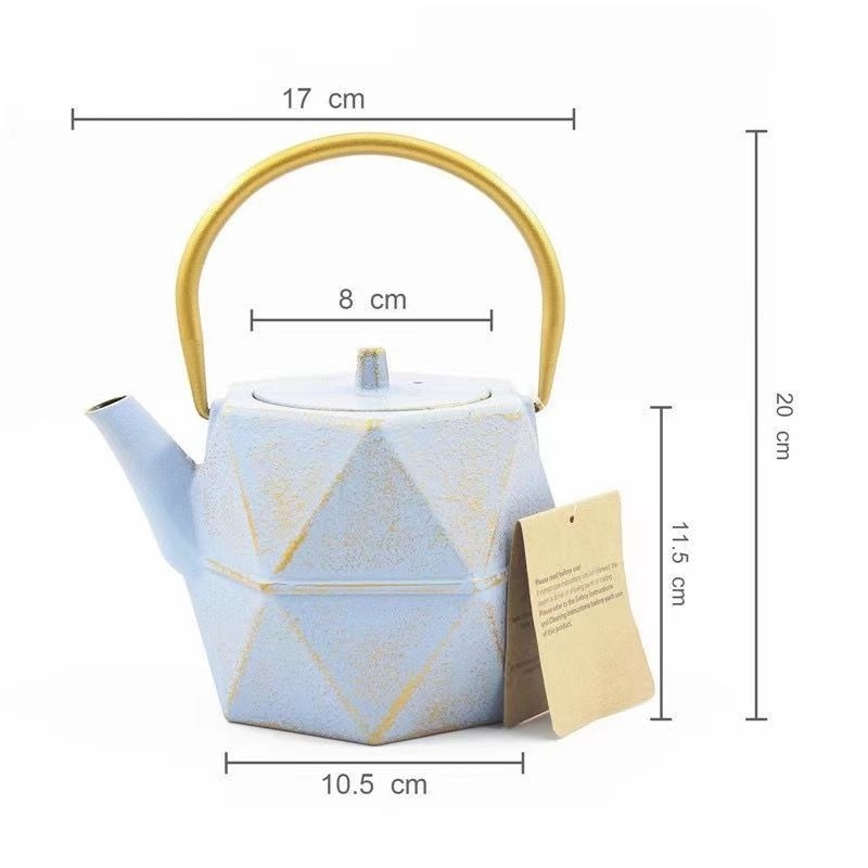 Customized Handmade Black Diamond Teapot Cast Iron Japanese Tetsubin tea kettle 1.2L Interior Enameled tea pot with filter