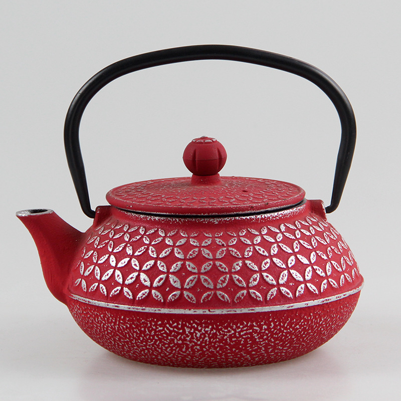 High quality 600/1000ml red/black Cast Iron Kettle Induction Cooker Teapot With Strainer Tea Pot Convenient Office Pot