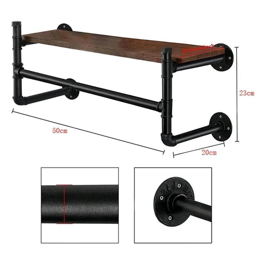 Industrial Wall Mounted Metal Hanging Black Clothing Cast Iron Coat Rack Pipe Clothes Rack for living room