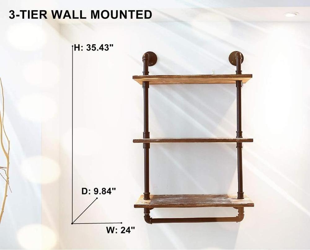 DIY industrial antique iron decorative metal pipe wall shelves storage bookcase Pipe wall mount bookshelf wall Shelf book shelf