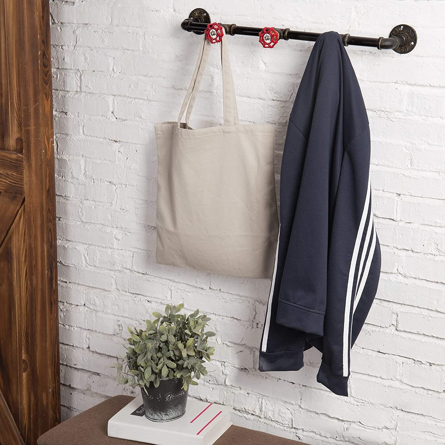 Wall Mounted Industrial Coat Rack 24 Inches, 3-Hook Hanging Towel Bar or Metal Pipe Clothing Rack