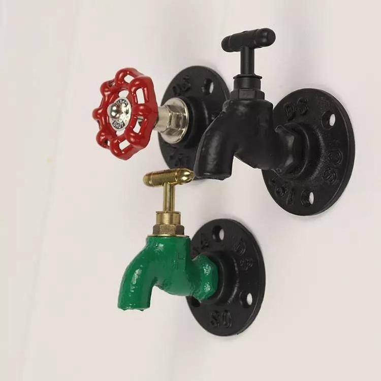 Cast Iron Clothes Hanging Industrial Decor Toilet Towel Black Wall Mounted Rails valve decorative Faucet Coat Hooks Hooks Rack