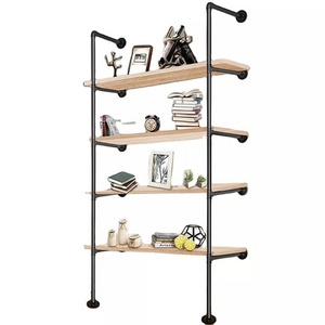 5Tier 70" Tall,12"deep Industrial Vintage Retro Wall Mount Iron Pipe Shelf DIY Open Bookshelf Storage for office Room Kitchen