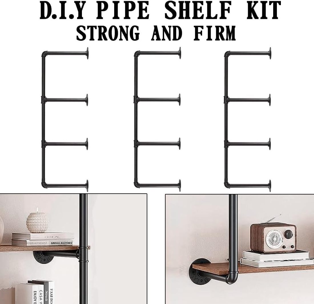 Industrial Iron Pipe Shelves, 4 Tier, 42