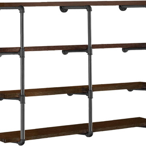 Industrial Iron Pipe Shelves, 4 Tier, 42" Tall, 12" Depth, DIY Open Wall Mounted Vintage Retro Shelving