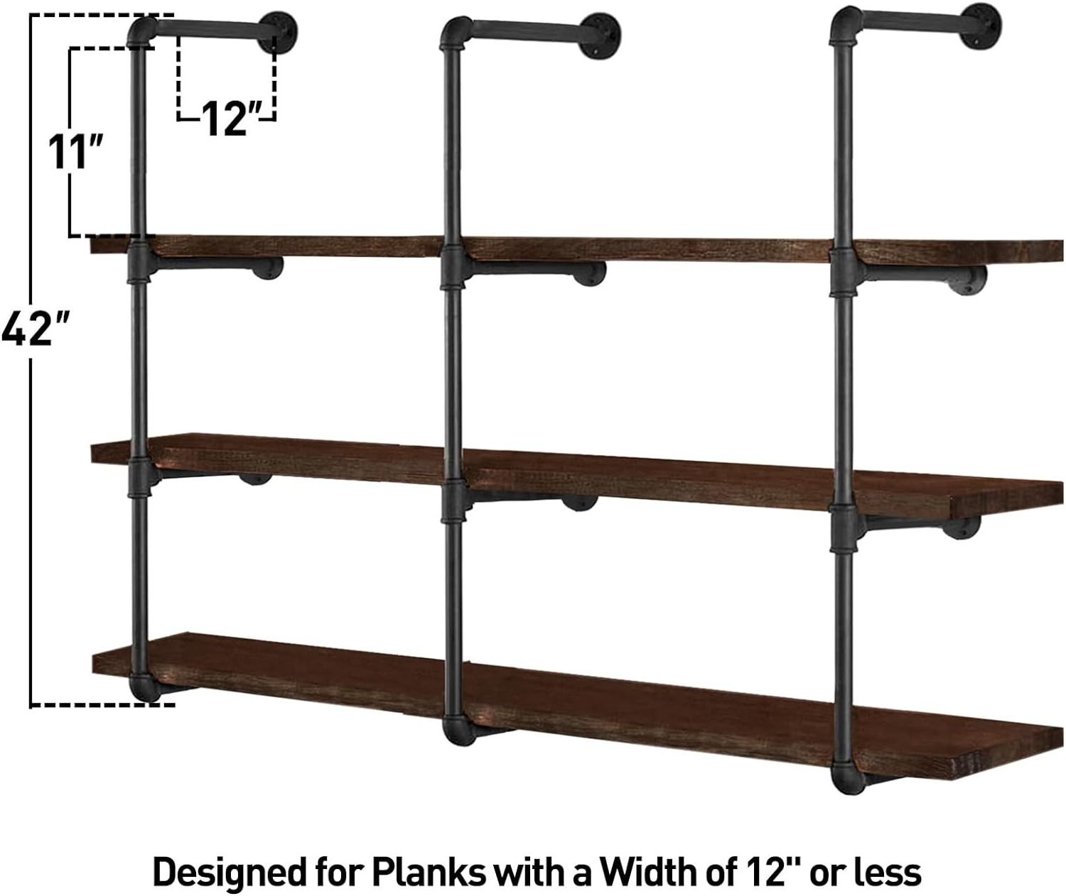 Industrial Iron Pipe Shelves, 4 Tier, 42