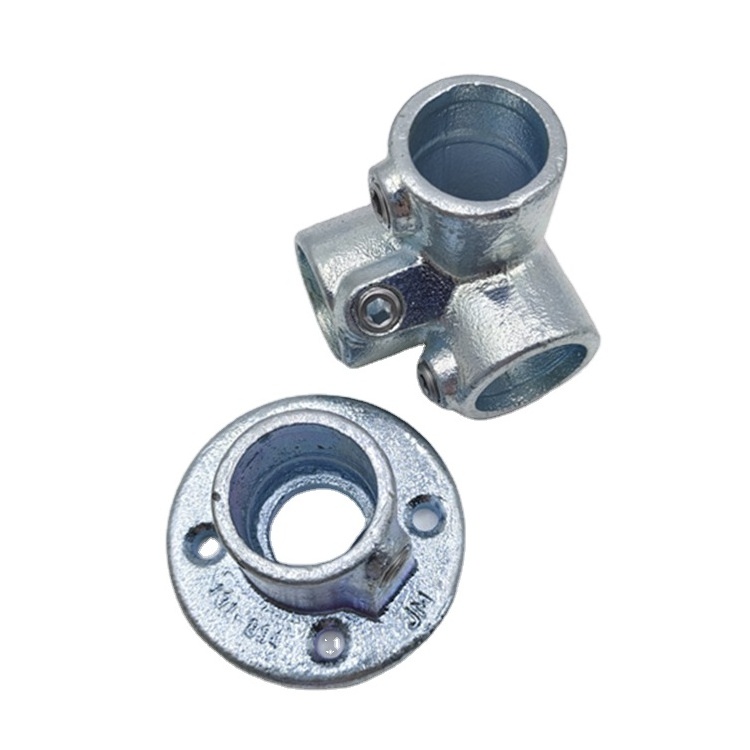 Malleable Ductile Iron Handrail System Pipe key Clamps Fittings Structural Pipe Connector Railing Base Flange