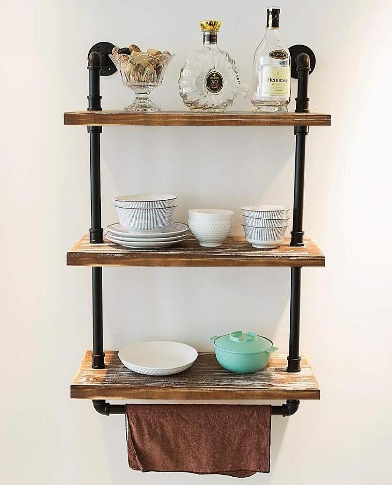 DIY industrial antique iron decorative metal pipe wall shelves storage bookcase Pipe wall mount bookshelf wall Shelf book shelf