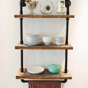 DIY industrial antique iron decorative metal pipe wall shelves storage bookcase Pipe wall mount bookshelf wall Shelf book shelf