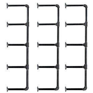 52" Tall Industrial Retro Wall Mount Iron Pipe Shelf,DIY Open Bookshelf Hung Bracket