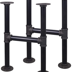 16 Inch Industrial Table Leg Set, Grey Steel Metal Pipes Vintage Furniture for Coffee and End Table Legs