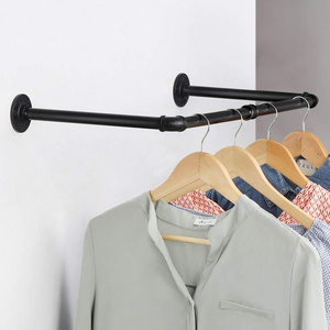 Industrial Iron Pipe Clothing Garment Rack 24.5 Inches Heavy Duty Multi-Purpose Clothing Rack for Closet, Laundry Room, Balcony