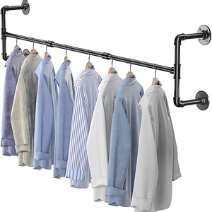 48 Inch Clothing Rack Wall Mount, Heavy-Duty Metal Wall Clothes Rack, Industrial Pipe Clothing Rack for Hanging Clothes