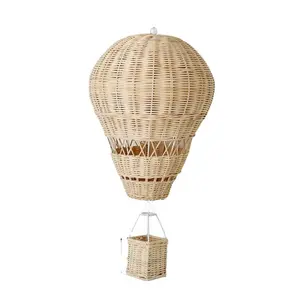 Natural Wicker Handcraft Rattan Hot Air Balloon Wall Decor Woven Wall Hanging Hot Air Balloon for Kids